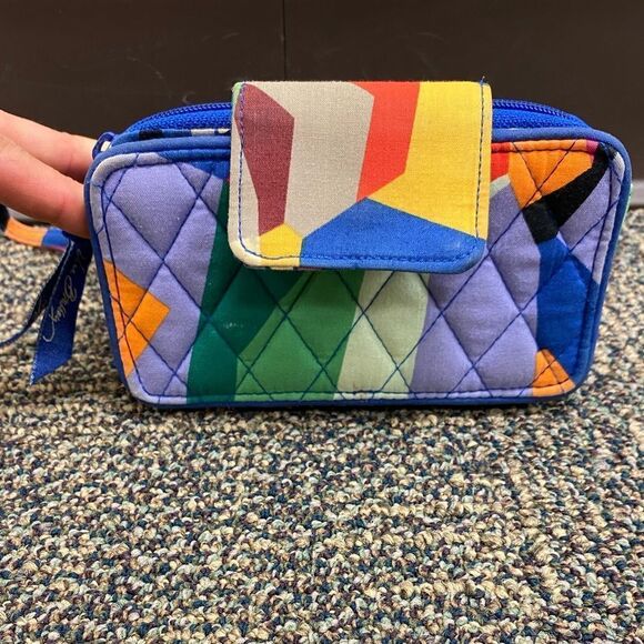 Vera bradley blue geometric pattern pocket wallet bag - Picture 6 of 6